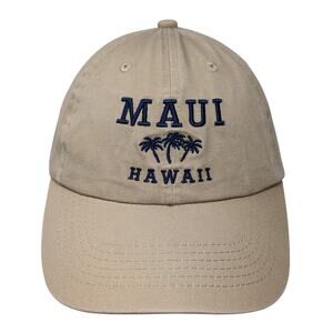 Maui Hawaii Slideback Hat Beige One Size Embroidered Palm Tree Ace Cap